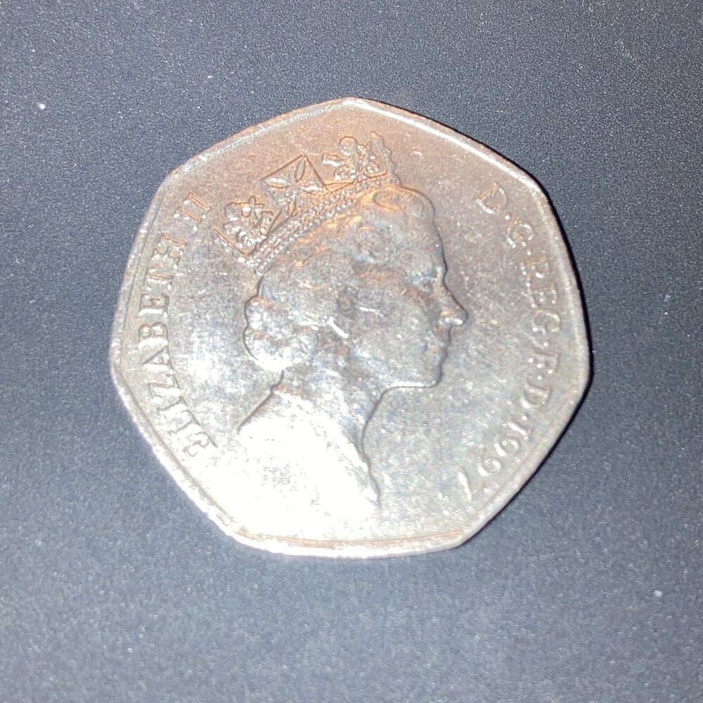 Queen Elizabeth II 1997 D.g reg F.d Fifty Pence Coin 7 Side rare collectible